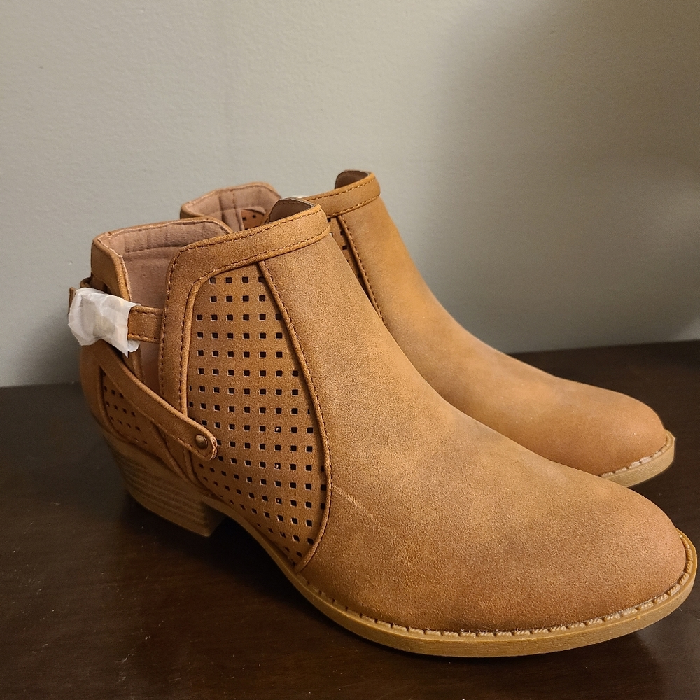 Faux suede ankle bootie
